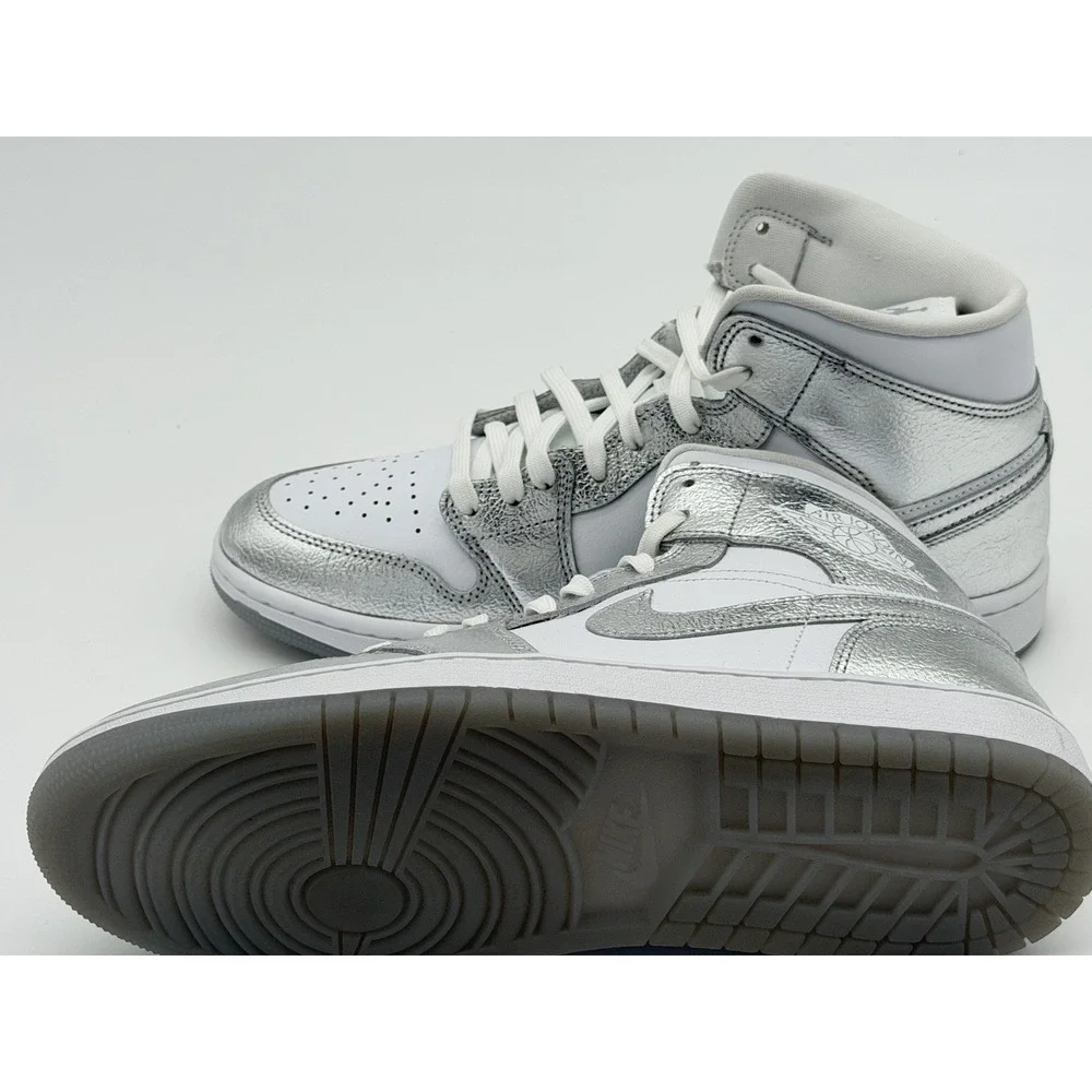 Women's 11 / Men's 9.5 - Nike Jordan 1 Mid Metallic Silver FN5031-100 No Box Lid